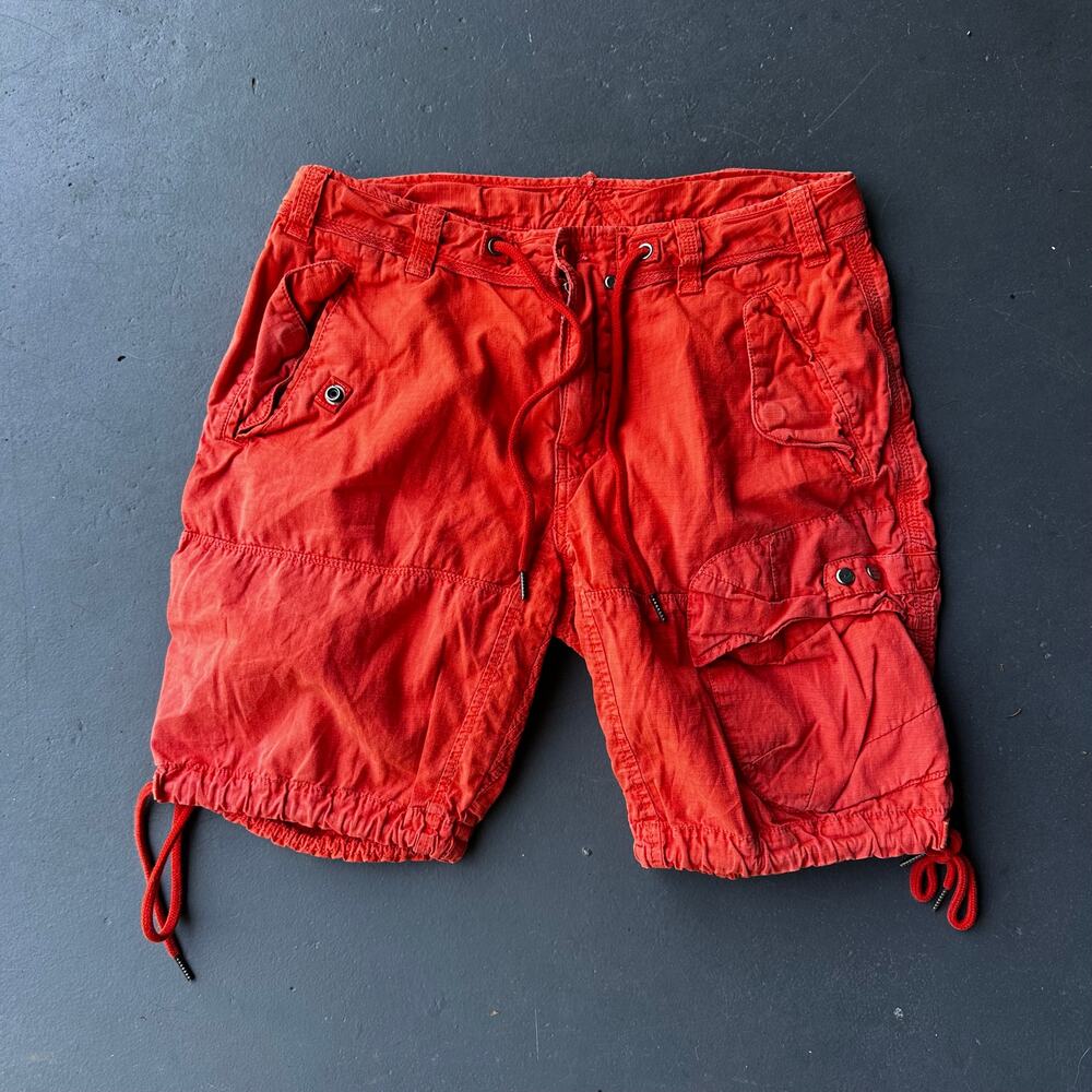 Vintage Y2K RLX Ralph Lauren Orange Tactical Cargo Shorts Size 30